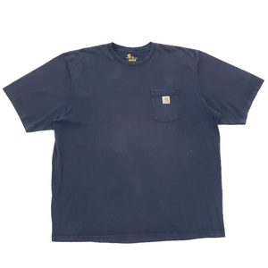 古着 カーハート CARHARTT ポケットTシャツ ワンポイント ネイビー サイズ表記：3XL　gd79705