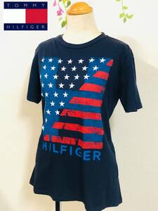 Tommy Hilfiger トミーヒルフィガー　星条旗デザイン　半そでTシャツ　ネイビー　サイズM（12/14）　コストコホールセールジャパン㈱