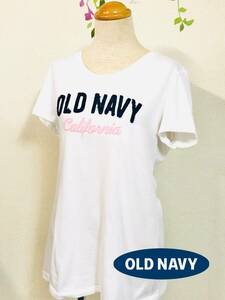 OLD NAVY　オールドネイビー　『OLD NAVY』ロゴデザイン　半そでTシャツ　ホワイト　サイズ S