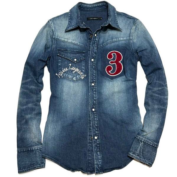 定価4.6万 1piu1uguale3　No.3 numbering western stretch denim shirt Ⅲ ウエスタンストレッチデニムシャツ wjk　akm ジュンハシモト