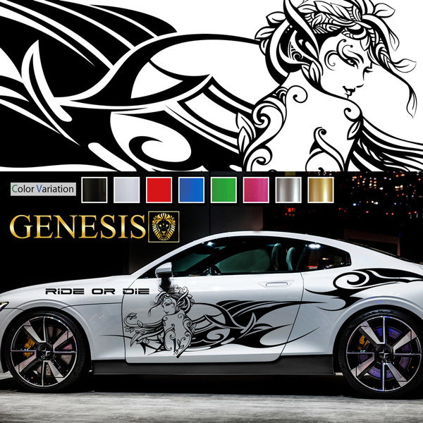 車 ステッカー かっこいい 女神 サイド ワイド デカール wa53 大きい 上質 バイナル ワイルドスピード系 カスタム 「全8色」 GENESIS