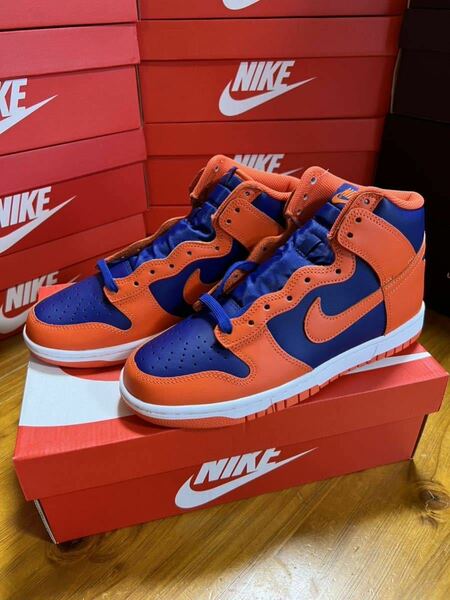 l新品 箱付き ナイキ ダンク ハイ レトロ NIKE DUNK HI RETRO オレンジ×ロイヤルブルー