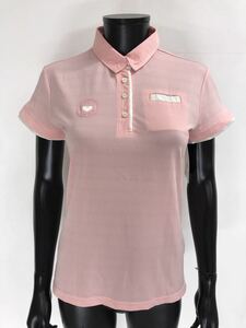 【USED】FAIRY POWDER フェアリーパウダー ポリエステル 半袖 ポロシャツ ロゴ刺繍 ピンク レディース 3 ゴルフウェア