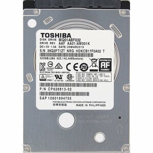 TOSHIBA MQ01ABF032 2.5インチ 7mm SATA600 320GB 1146回 14103時間