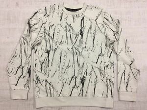 エイチアンドエム H&M ストリート モード シンプル アート 総柄 コットンニット セーター ブルオーバー メンズ M 白