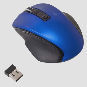 送料無料★Digio2 究極のカタチ 2.4GHワイヤレスマウス 5ボタン Blue LED Sサイズ ブルー Z7499の画像1