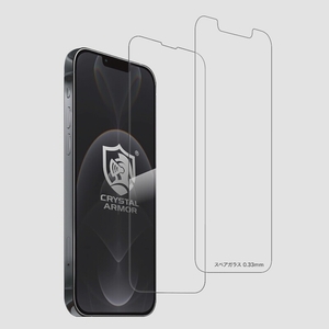 送料無料★クリスタルアーマー iPhone14 強化ガラスフィルム 9H硬度 ワレサポ スペアガラス入 厚手 0.33mm