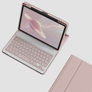 送料無料★iPad9/8/7 iPad 10.2 キーボードケース ペンシル収納可能 分離式 取り外し可能(ピンク)