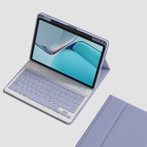 送料無料★iPad 10 キーボードケース ペンシル収納可能 第10世代 キーボード カバー マグネット 分離式(紫)