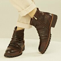cwx34☆秋冬新品ブーツ メンズ ショートブーツ ミリタリーブーツ エンジニアブーツ ワークブーツ 紳士靴 作業靴_画像2