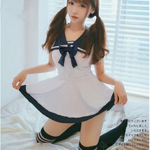 CZN10☆過激 超セクシー 誘惑 学生服風 セーラー服　ワンピース　制服 コスチューム コスプレ衣装 ナイトウェア ミニスカート_画像5