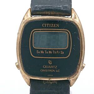 【電池切れ/リューズ欠損】CITIZEN シチズン CRYSTRON クリストロン LC クォーツ 腕時計 黒文字盤 デジタル 4-092287 7111376 42-0042