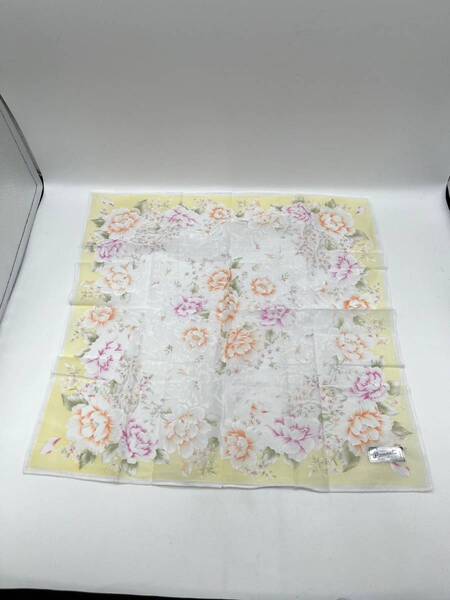 【シール付き未使用品】ハンカチ ハンドタオル 花柄 コットン 42×42