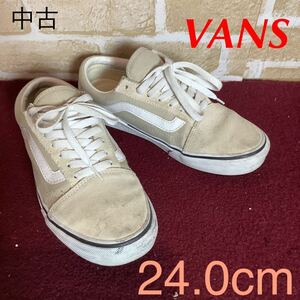 【売り切り!送料無料!】A-285 VANS!スニーカー!24.0cm!ベージュ!クリーム!普段履き!おしゃれ!通勤通学!定番!中古!