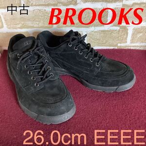 【売り切り!送料無料!】A-209 BROOKS!スエードスニーカー!黒!ブラック!26.0cm EEEE!おしゃれ!普段履き!中古!