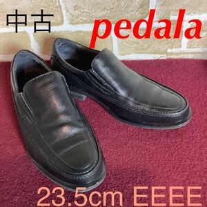 【売り切り!送料無料!】A-248 pedala!asics!スリッポン!23.5cm EEEE!黒!ブラック!普段ばき!おしゃれ!さっと履ける!散歩!ウォーキング!中古!