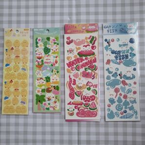 キラキラ シール セット スイカ お魚 ひよこ フラ カードデコ 韓国シール
