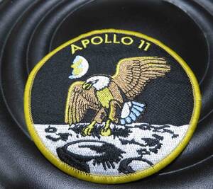 黒円◆新品アポロ11号　Apollo 11　人類月面着陸　アポロ宇宙船　白頭鷲　地球　刺繍ワッペン ◆NASA　スペースシャトル　宇宙　アメリカ