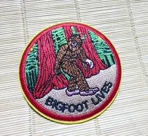 茶BR黄枠　円形◆新品ビッグフット　Bigfoot　アメリカ合衆国　UMA　未確認動物　森林　刺繍ワッペン■洋服・衣類・衣服DIY◆激渋おしゃれ_画像6