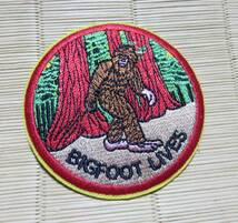 茶BR黄枠　円形◆新品ビッグフット　Bigfoot　アメリカ合衆国　UMA　未確認動物　森林　刺繍ワッペン■洋服・衣類・衣服DIY◆激渋おしゃれ_画像3