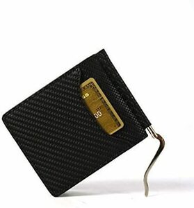 [ spring respondent . time sale opening ][ free shipping ][ limited time ][ new goods ][ including tax ] cow leather * carbon leather * card inserting attaching * money clip wallet black 