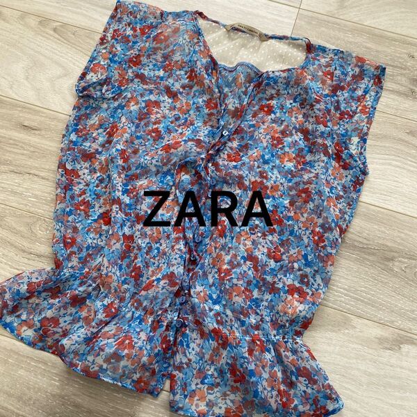 ZARA ザラ 花柄 シフォン ブラウス トップス チュール レース