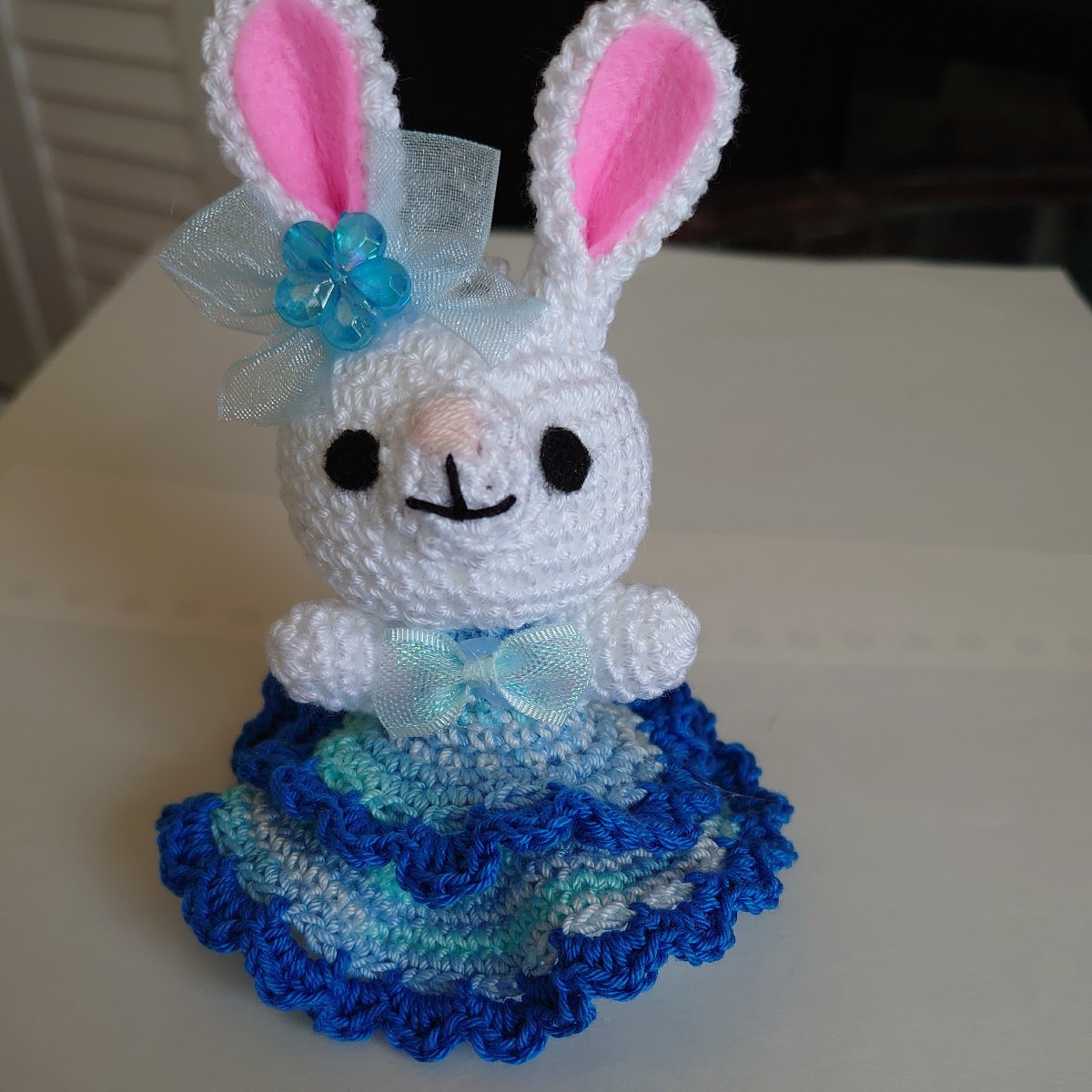 ★Handmade★Lace yarn knitted bunny keychain★Mixed & Blue★, toy, game, stuffed toy, Amigurumi