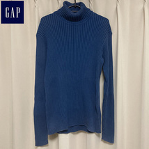 送料無料 GAP ギャップ タートルネック セーター リブ ニット ブルー S ミリタリー アメカジ ワーク ヴィンテージ オールドギャップ_画像1