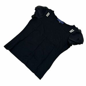 a036 トップス M`SGRACY レディース 半袖Tシャツ 38 Mサイズ ブラック パール リヨセル 綿 良好