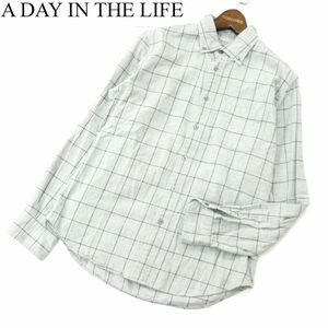 A DAY IN THE LIFE ユナイテッドアローズ 通年 ウインドウペン★ チェック 長袖 ボタンダウン シャツ Sz.M　メンズ グレー　A3T05147_5#C