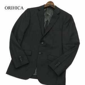 美品★ ORIHICA オリヒカ イタリア製生地 通年 背抜き アンコン テーラード ジャケット Sz.Y4　メンズ 黒 ビジカジ ビジネス　A3T05353_5#O