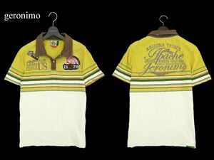 geronimo ジェロニモ 春夏 ネイティブ プリント★ ワッペン マルチストライプ 半袖 ポロシャツ Sz.M　メンズ　A3T04873_5#A