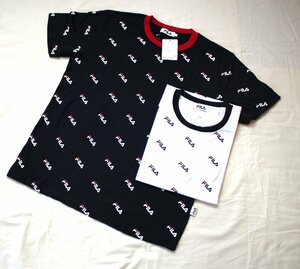 ◆未使用タグ付フィラ/FILA『総柄半袖Tシャツ2枚セット*L*白 ネイビー』古着のgplus広島 2305s4