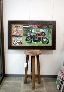 ○SUZUKI　ヨシムラ　GS1000R　バイクのポスター　ステッカー　額装　dunlop　お洒落なディスプレイ　古道具のgplus広島 2305i