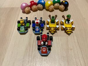 スーパーマリオ マリオカート プルバックカー　ソフビ　キノコ　セット