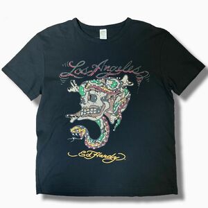 Ed hardy エドハーディー　ラインストーン y2k Tシャツ BLACK