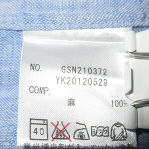 SCHIATTI Conbrio スキャッティ コンブリオ 長袖BDシャツ スカイブルー 41 麻100％ フレンチフロント 日本製！の画像7