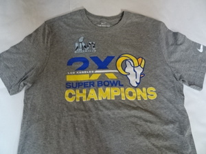 ★USA購入 Nike製 NFLアメフト【SUPER BOWL LVI Champions】 ロサンゼルス ラムズ【Los Angeles Rams】チャンピオンTシャツ US Sサイズ★