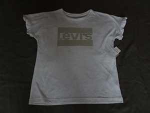 ★USA購入 リーバイス【Levi's 】 キラキラ ラメ入り生地 袖口フリルデザイン ロゴプリントＴシャツ USガールズXLサイズ★