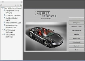 フェラーリ　F430 Spider スパイダー パーツカタログ 　ferrari　パーツリ