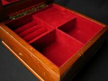 sankyo 木製 オルゴール ジュエリーボックス 花柄 アクセサリーケース USED レトロ 昭和 小物入れ MUSIC BOX_画像6