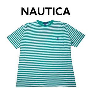 NAUTICA　ワンポイント刺繍　ボーダーTシャツ　ノーティカ　グリーン