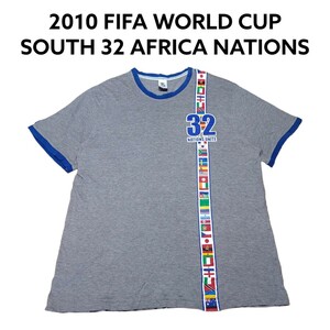 2010南アフリカワールドカップ　ビッグプリント　リンガーTシャツ　古着