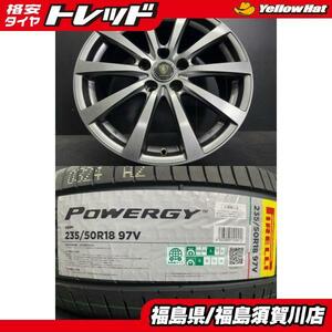 送料無料 MANARAY SPORT EuroSpeed G10 8J-18 +35 120 5H メタリックグレー ピレリ POWERGY 235/50R18 97V レクサス LS などに 須賀川店