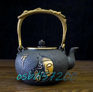 新入荷★茶壺☆手彫り鉄壺 鉄やかん 鉄分補給 未塗装鉄器◆ 茶道具