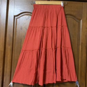 to blossomロングスカート レンガ色 ゴムスカート