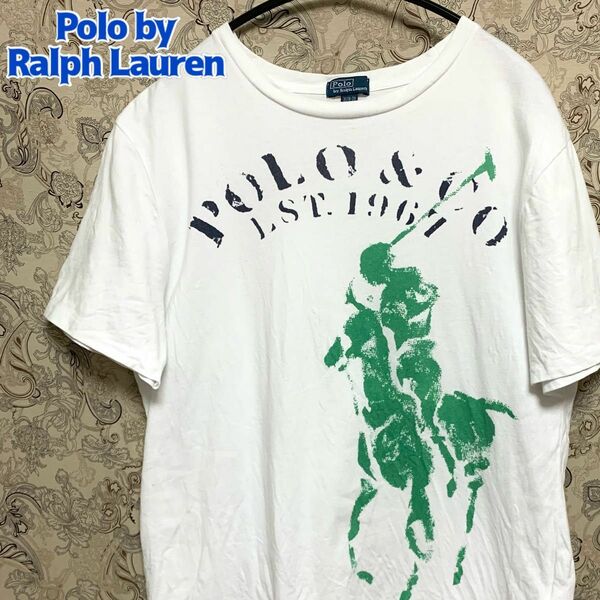 Polo by Ralph Lauren ポロ ラルフローレン 半袖Tシャツ ビッグロゴプリント 古着 ホワイト ポニー ゆるだぼ