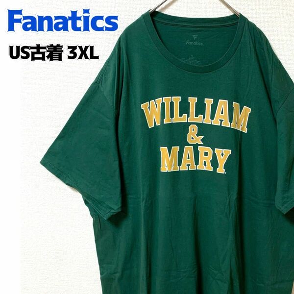 US古着 Fanatics 半袖Tシャツ カレッジ ウィリアム&メアリー大学 ゆるだぼ ヴィンテージ 3XL グリーン