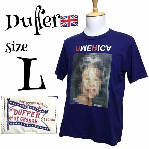 ザダファーオブセントジョージ DUFFER T シャツ 半袖 L サイズ ブルー プリントTシャツ