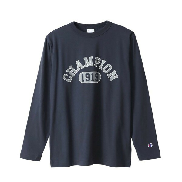 チャンピオン 長袖シャツ 綿100% ロングスリーブ　Tシャツ 長袖　XL　メンズ　ネイビー　Tee Champion